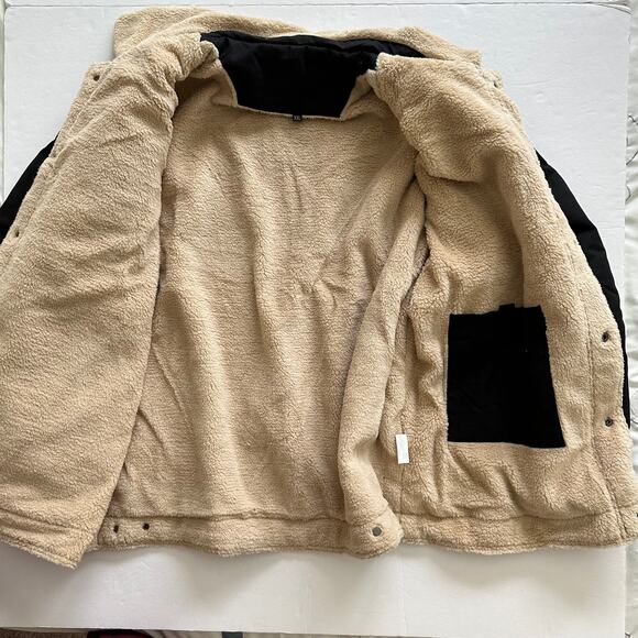 NEW Foxtrot Outerwear Trucker Jacket Thermal Fleece Lined Black Tan Men's XXL - Picture 6 of 16